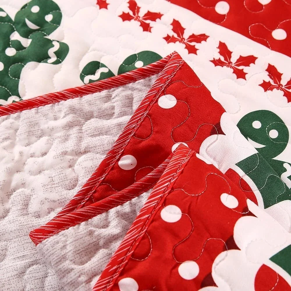 Christmas Quilt Set Twin Size Holiday Snowflakes Cozy Bedding Coverlet